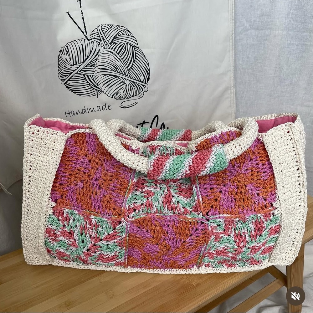 Colorful Crochet Tote Bag